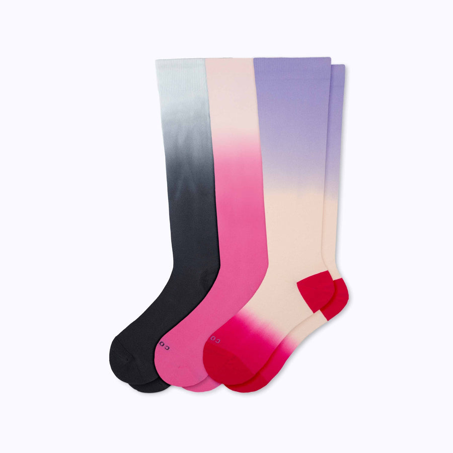 Knee-High Compression Socks - 3 Pack Ombre