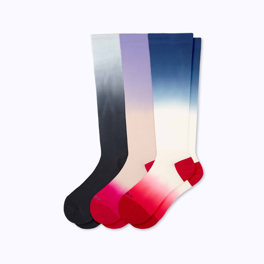 Knee-High Compression Socks - 3 Pack Ombre