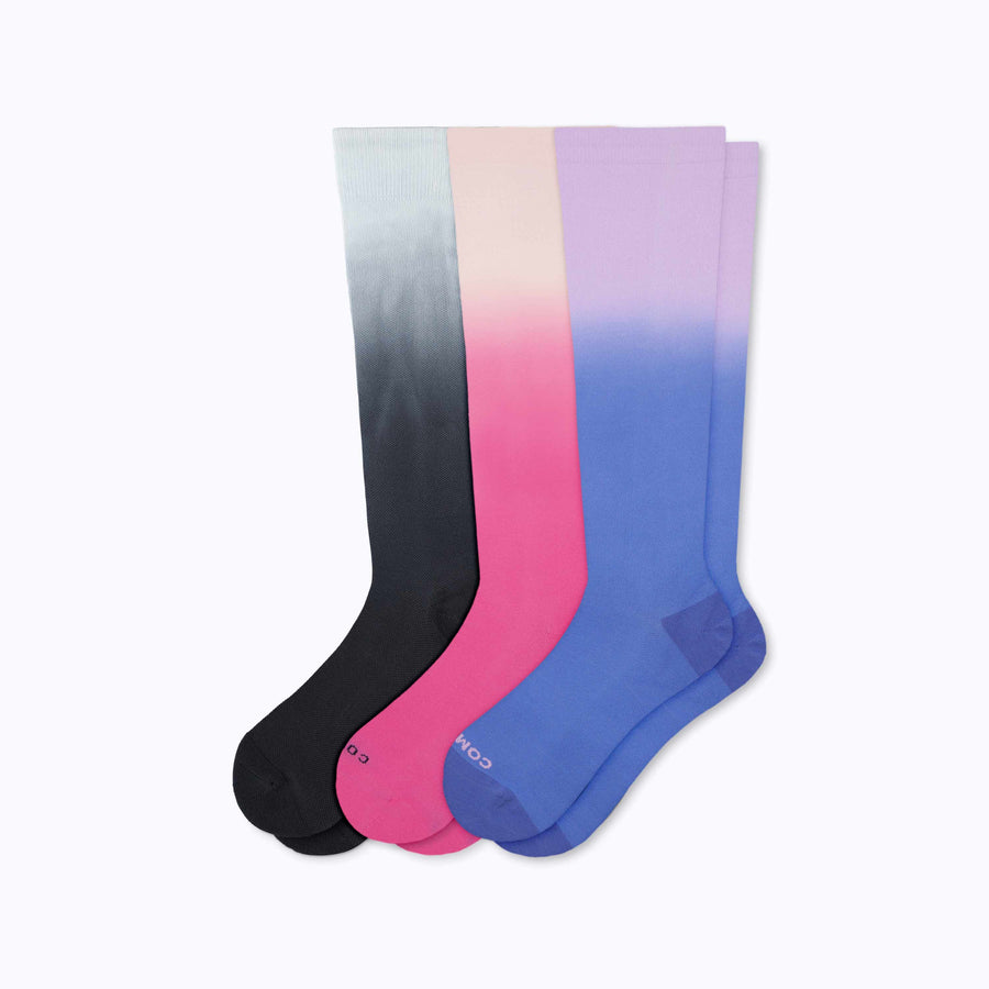 Knee-High Compression Socks - 3 Pack Ombre